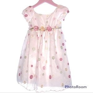 Marmellata Fit and Flare Fancy Dress White Tulle Lined Flowers Sleeveless 12M